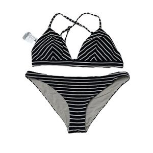 H&M Monochrome Striped Swimwear